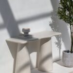 Malta Off White Speckled Microconcrete Top Console Table