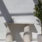 Malta Off White Speckled Microconcrete Top Console Table