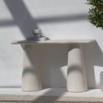 Malta Off White Speckled Microconcrete Top Console Table