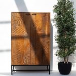 Violet Engraved Wooden Storage Cabinet