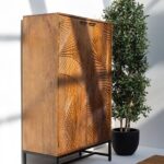 Violet Engraved Wooden Storage Cabinet