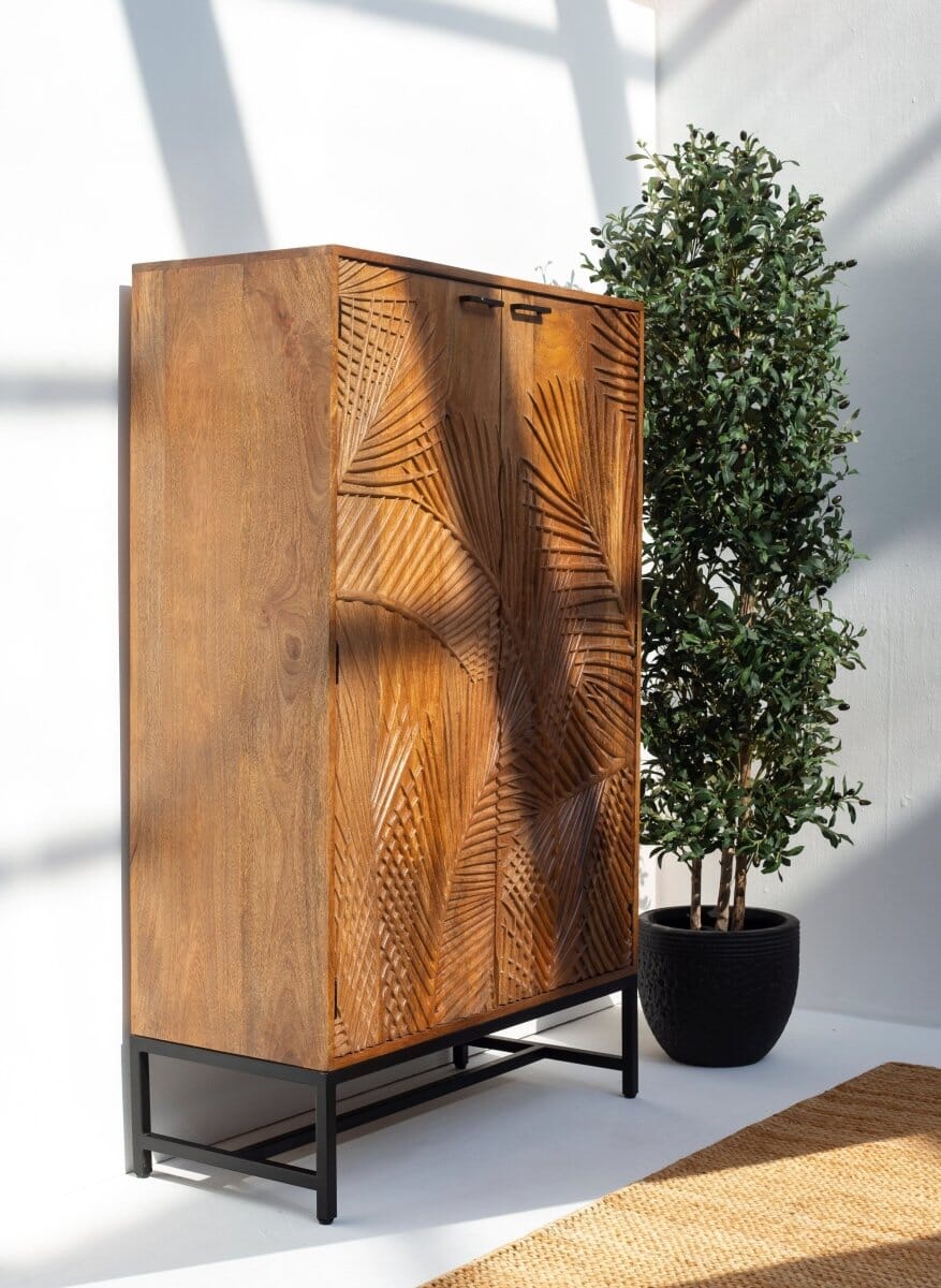 Violet Engraved Wooden Storage Cabinet - Image 3