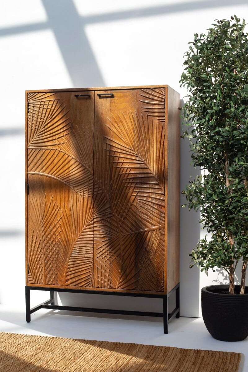 Violet Engraved Wooden Storage Cabinet - Image 5