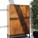 Violet Engraved Wooden Storage Cabinet