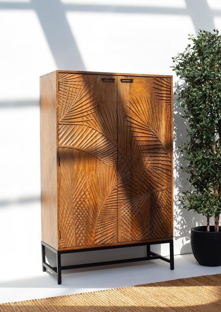 Violet Engraved Wooden Storage Cabinet - Image 7