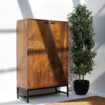 Violet Engraved Wooden Storage Cabinet