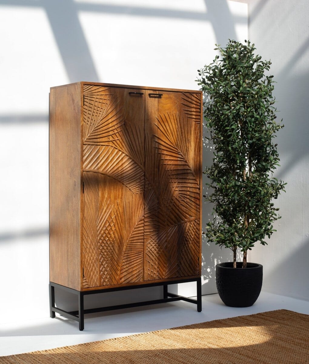 Violet Engraved Wooden Storage Cabinet - Image 8
