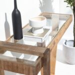 Finn Wooden Console Table with Glass Top