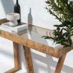 Finn Wooden Console Table with Glass Top