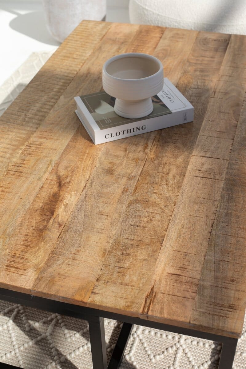Alfie Nesting Wood Coffee Table with Black Metal Legs - Image 3
