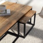 Alfie Nesting Wood Coffee Table with Black Metal Legs
