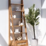 Atwell Wooden Bookcase with Rattan Drawer