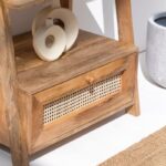 Atwell Wooden Bookcase with Rattan Drawer