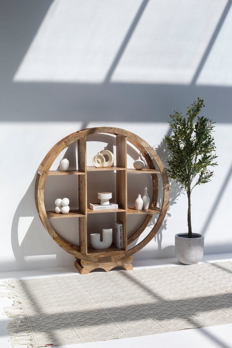 Miles Wooden Round Bookcase