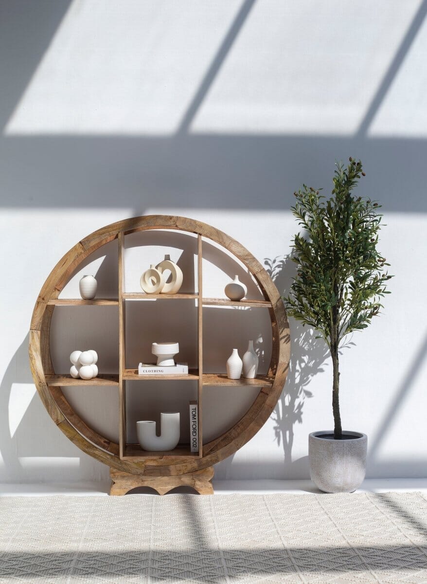 Miles Wooden Round Bookcase - Image 3