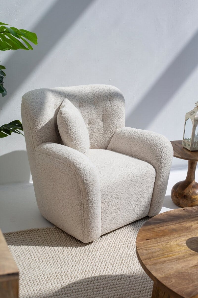 Sicily Boucle Sofa Chair with Arms - Image 6