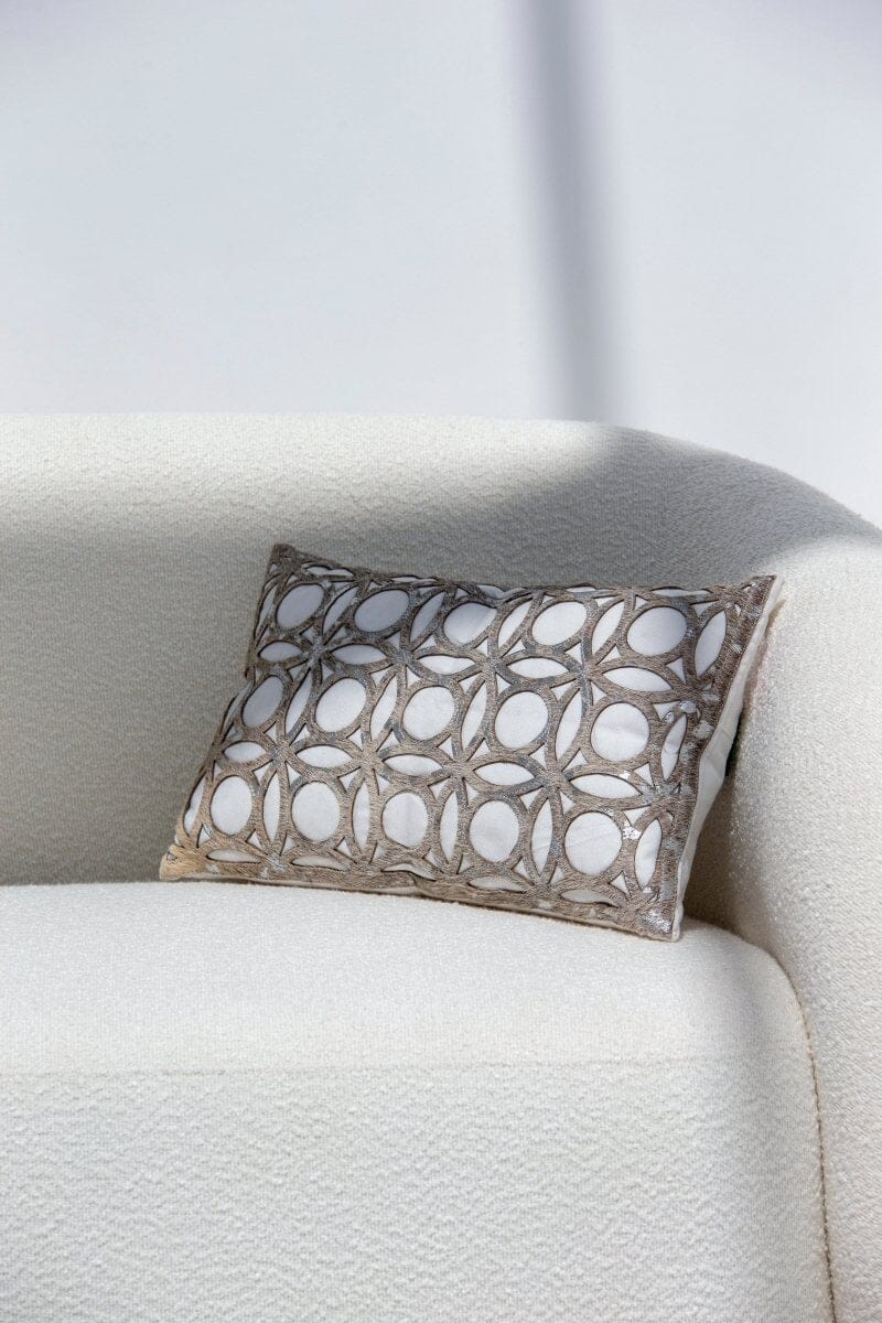 White Sequined Geometric Pattern Cushion With Filler (30x50CM)