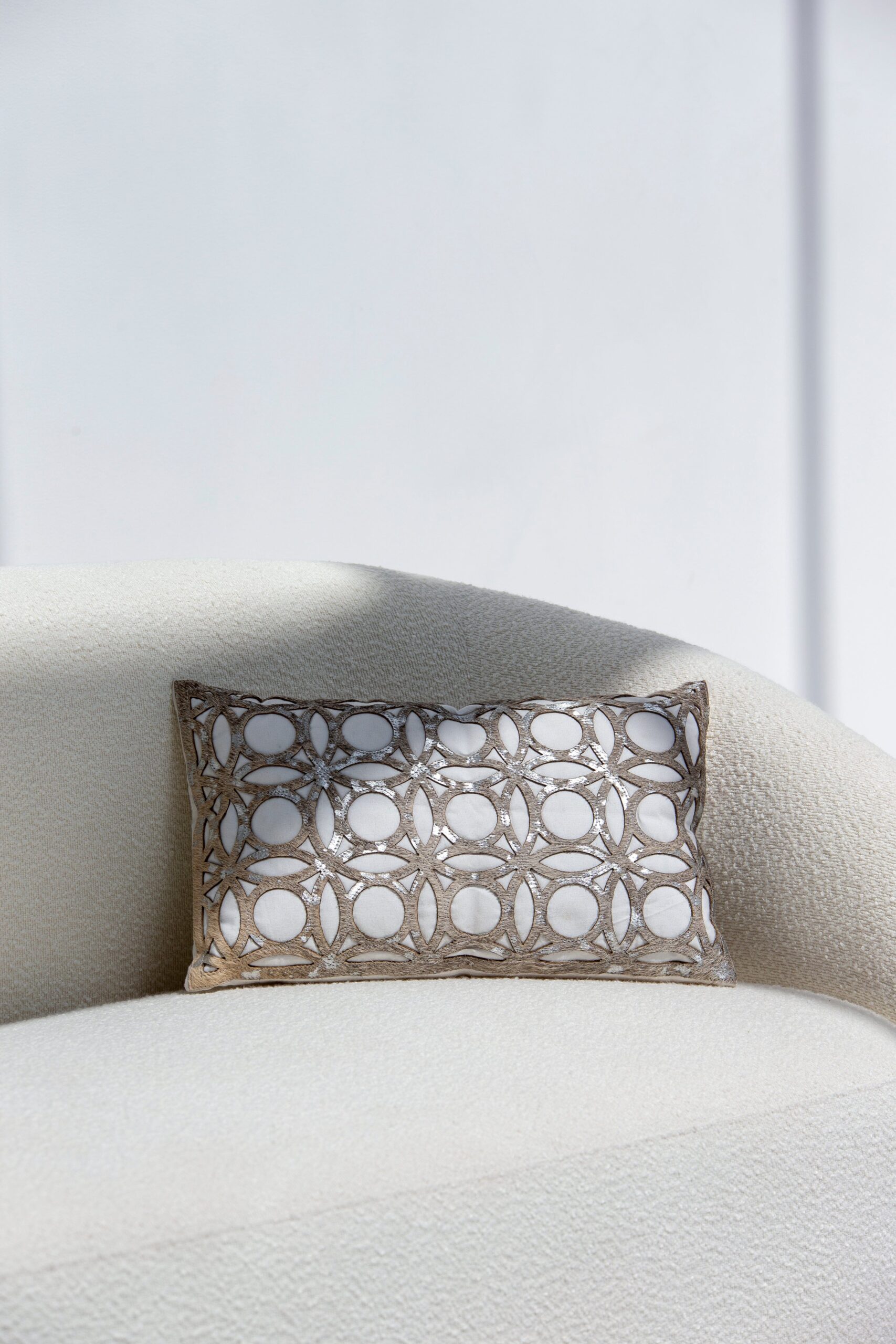 White Sequined Geometric Pattern Cushion With Filler (30x50CM) - Image 3