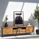 Linea Patterned Wood TV Unit