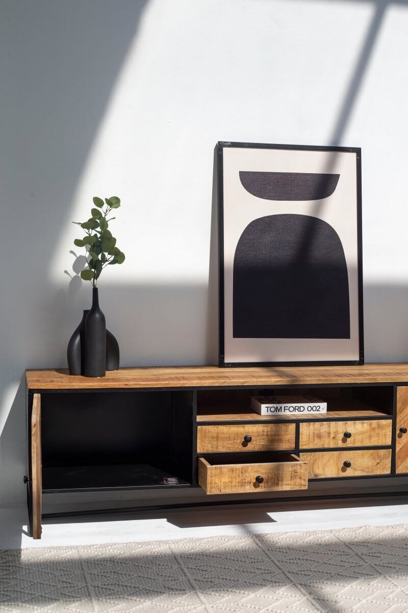Linea Patterned Wood TV Unit - Image 4