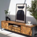 Linea Patterned Wood TV Unit