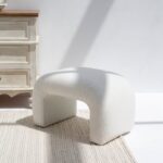 Bram Off White Boucle Arch Pouf Ottoman