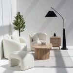 Bram Off White Boucle Arch Pouf Ottoman