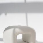 Bram Off White Boucle Arch Pouf Ottoman