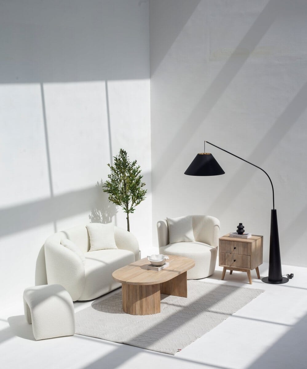 Amanti Off-White Boucle 2 Seater Sofa - Image 6