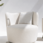 Bronte Off White Boucle Swivel Sofa Chair