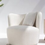 Bronte Off White Boucle Swivel Sofa Chair