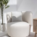 Bronte Off White Boucle Swivel Sofa Chair
