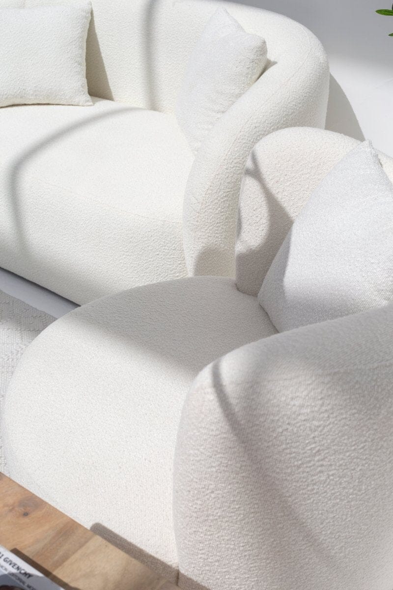 Bronte Off White Boucle Swivel Sofa Chair - Image 5