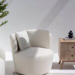 Bronte Off White Boucle Swivel Sofa Chair