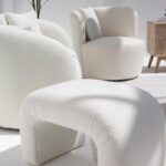 Bronte Off White Boucle Swivel Sofa Chair