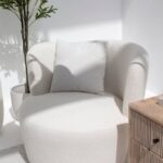Bronte Off White Boucle Swivel Sofa Chair
