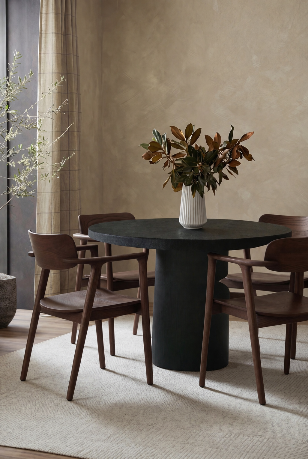 Funda Black Microconcrete Dining Table