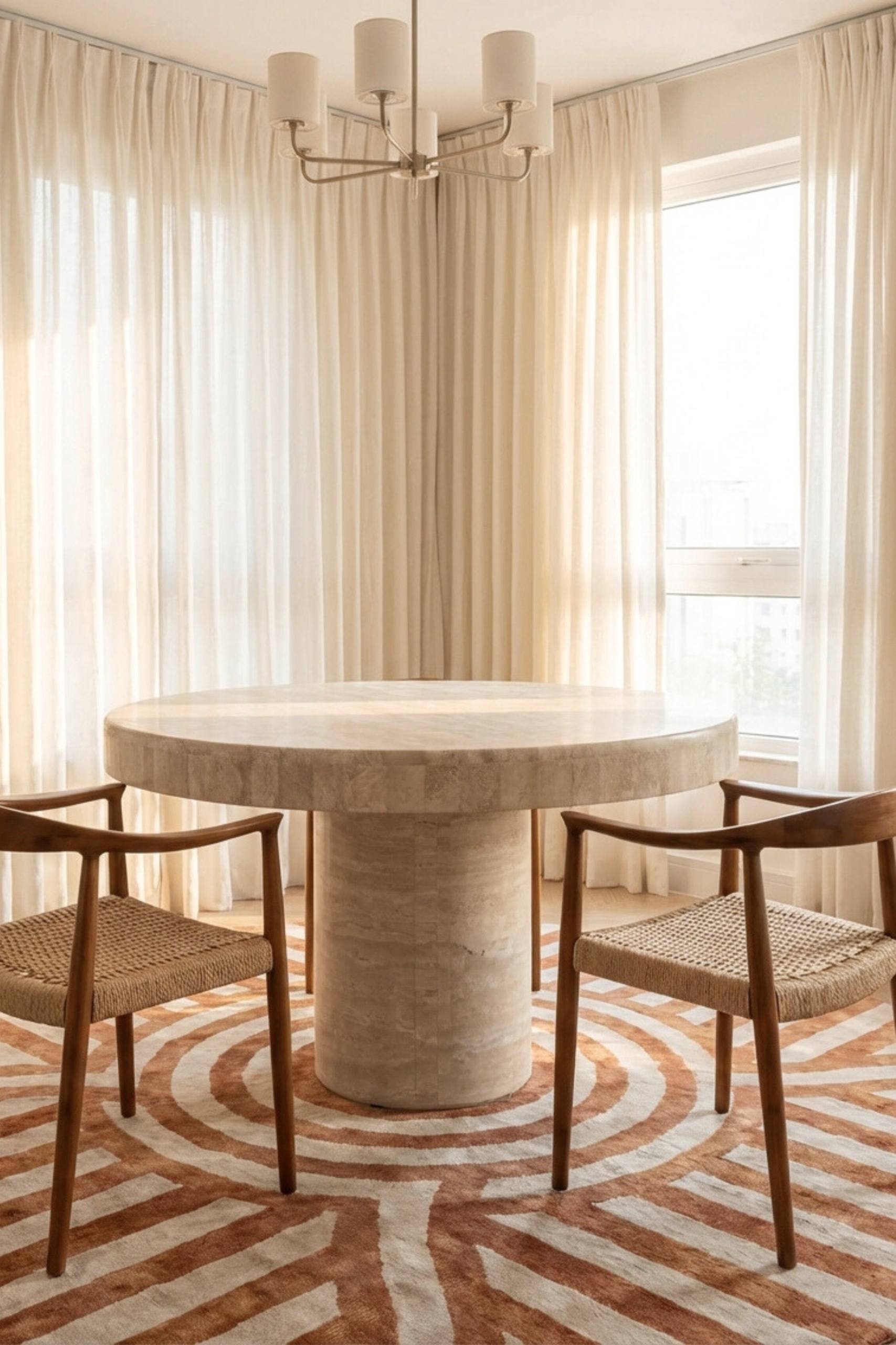 Raphael Travertine Round Dining Table