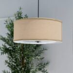 Beige Fabric Round Ceiling Lamp