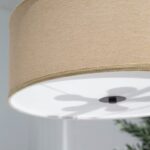 Beige Fabric Round Ceiling Lamp