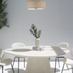 Beige Fabric Round Ceiling Lamp