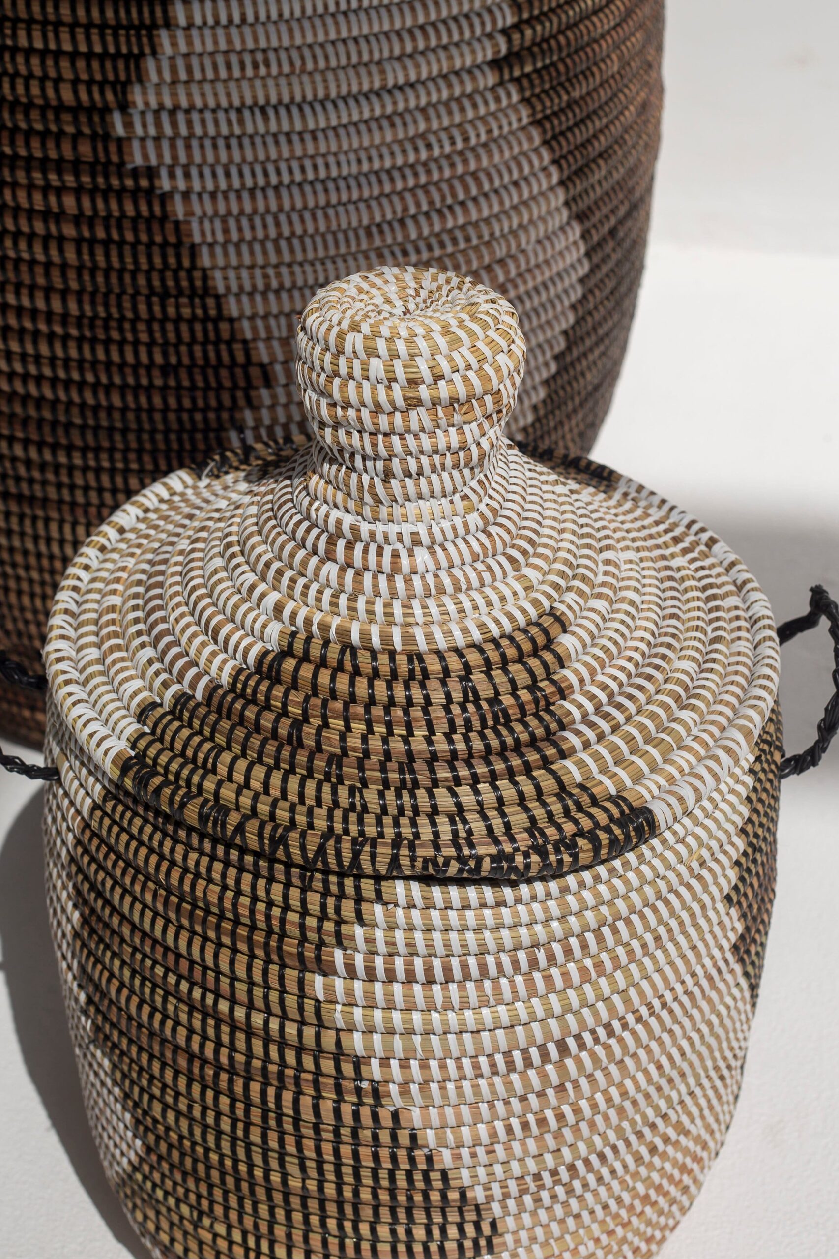 Maisha Dark Brown Zigzag Patterned Handmade Basket - Image 3