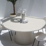 Abigail Off White Speckled Microconcrete Irregular Dining Table