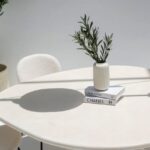 Abigail Off White Speckled Microconcrete Irregular Dining Table
