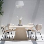 Abigail Off White Speckled Microconcrete Irregular Dining Table