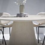 Abigail Off White Speckled Microconcrete Irregular Dining Table