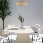 Abigail Off White Speckled Microconcrete Irregular Dining Table