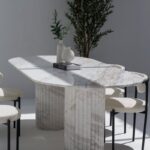 Valeria Calacatta Greek Marble Oval Dining Table