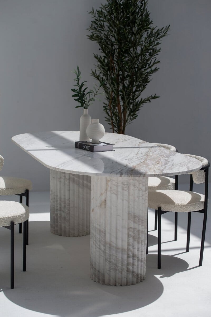 Valeria Calacatta Greek Marble Oval Dining Table