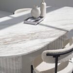 Valeria Calacatta Greek Marble Oval Dining Table